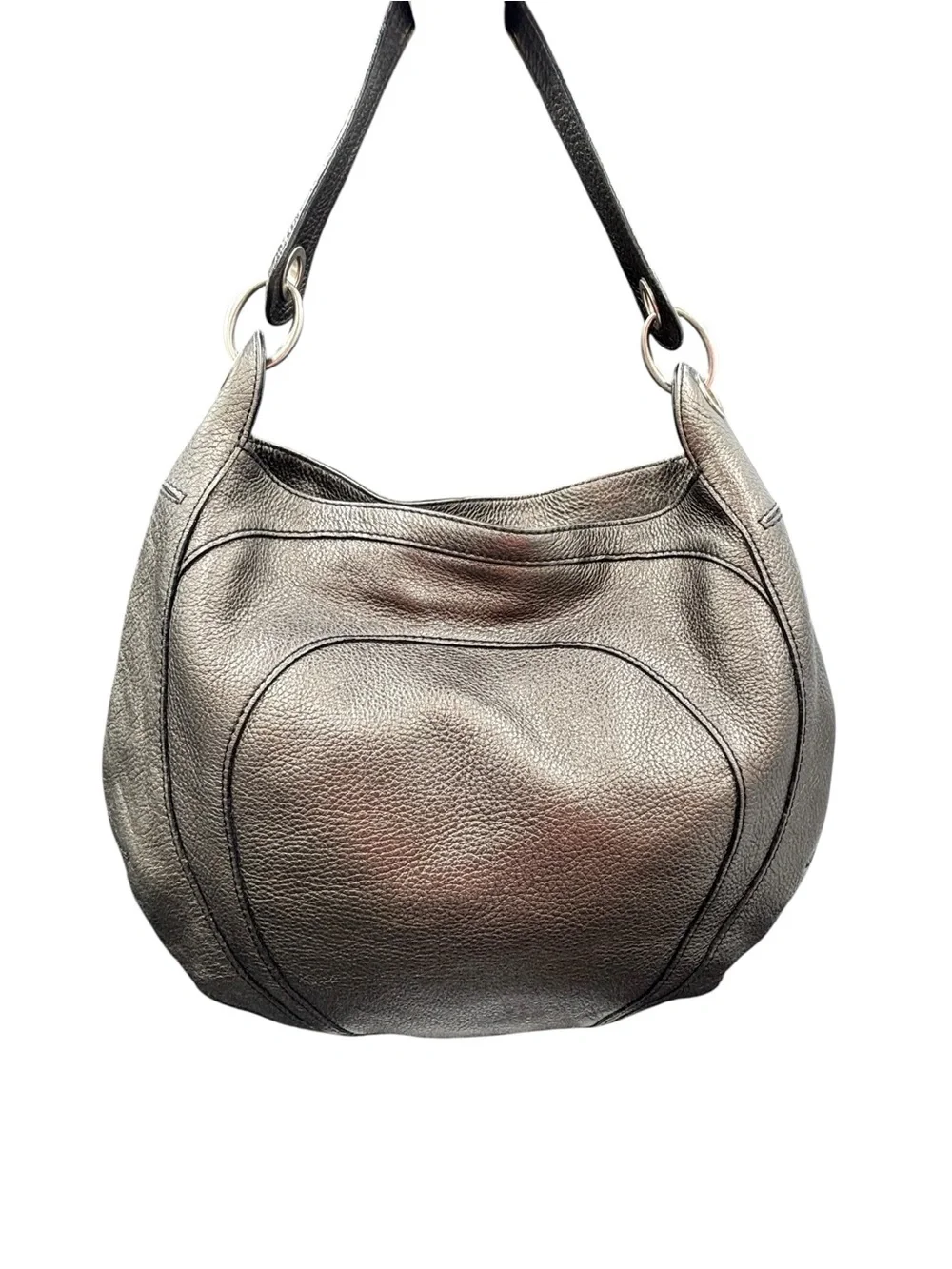 Banana Republic Bronze Metallic Pebbled Leather Hobo Shoulder Bag